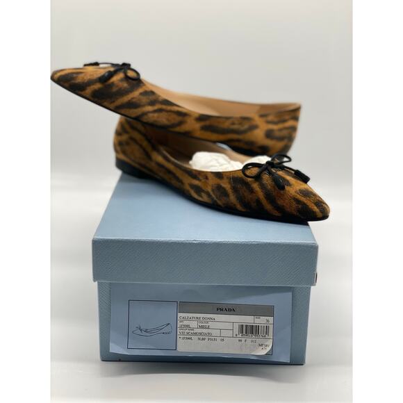 Prada Leopard-Print Calf Hair Ballet Flats sz. 36 eu - Picture 1 of 10